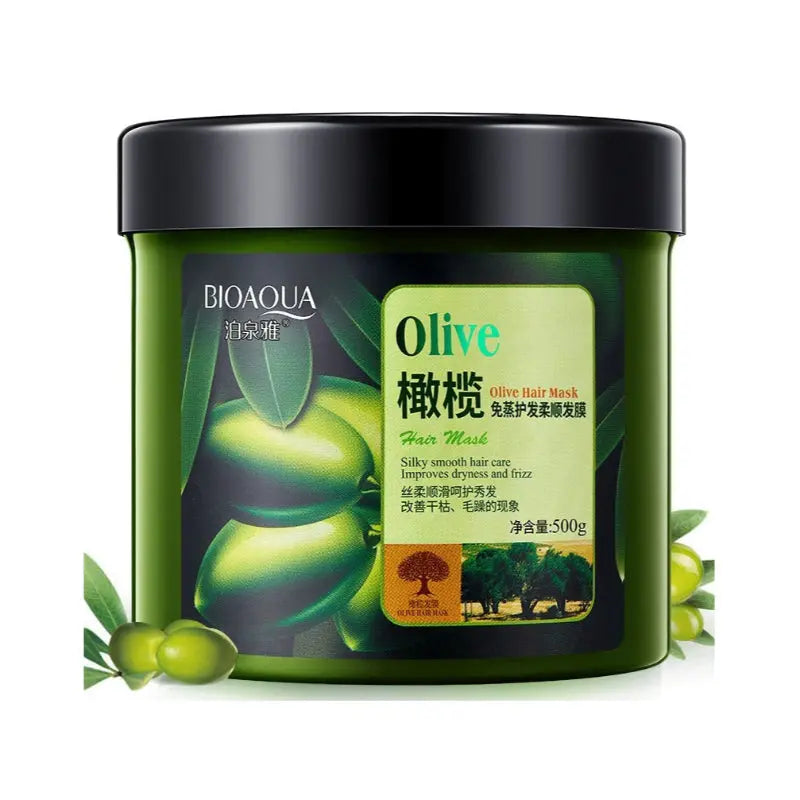 BIOAQUA Olive Nourishing Hair Mask - Keratin Repair for Dry & Damaged Hair - 500g
