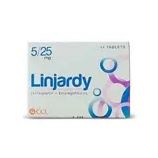 Linjardy 5/25mg Tablets pack front — CCL Pharmaceuticals prescription diabetes tablet – View Product Detail