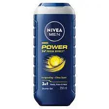 Nivea Men Power 24H Fresh Effect 3-In-1 Shower Gel, For Body, Face & Hair, 250ml