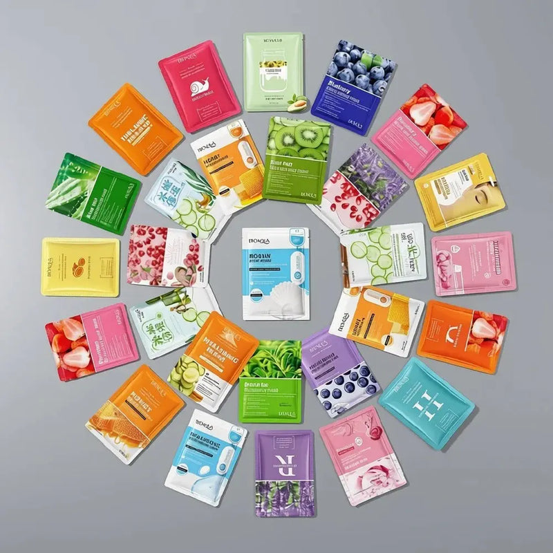 BIOAQUA Mixed Sheet Mask Bundle - Complete Facial Care Collection (3/6/10/15-Pack) - Assorted Variants (Sent at Random Based on Availability)