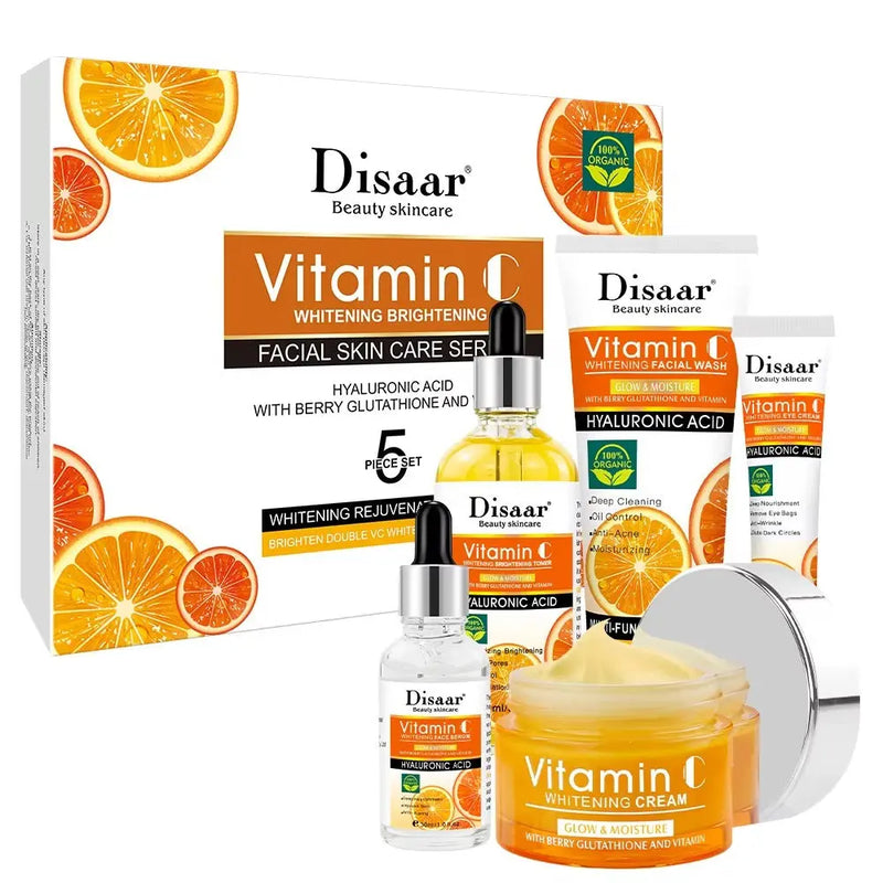 DISAAR Vitamin C Whitening Brightening Facial Skin Care Series - 5 Piece Set