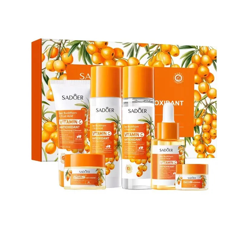 SADOER Sea Buckthorn Vitamin C 6-in-1 Skincare Set – Hydrating & Brightening