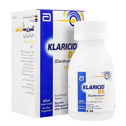 Klaricid DS 250mg/5ml Suspension 60ml - Clarithromycin Pediatric Antibiotic – Available in Pakistan