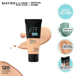 Maybelline Fit Me Matte + Poreless Foundation 120 Classic Ivory Mini Tube