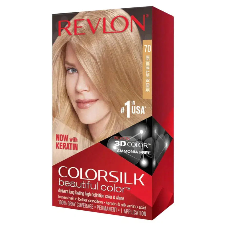 Revlon Colorsilk Beautiful Color, 70 Medium Ash Blonde - derma.pk