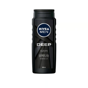 Nivea Men Deep Shower Gel 500ml – 3-in-1 Cleanser with Microfine Clay