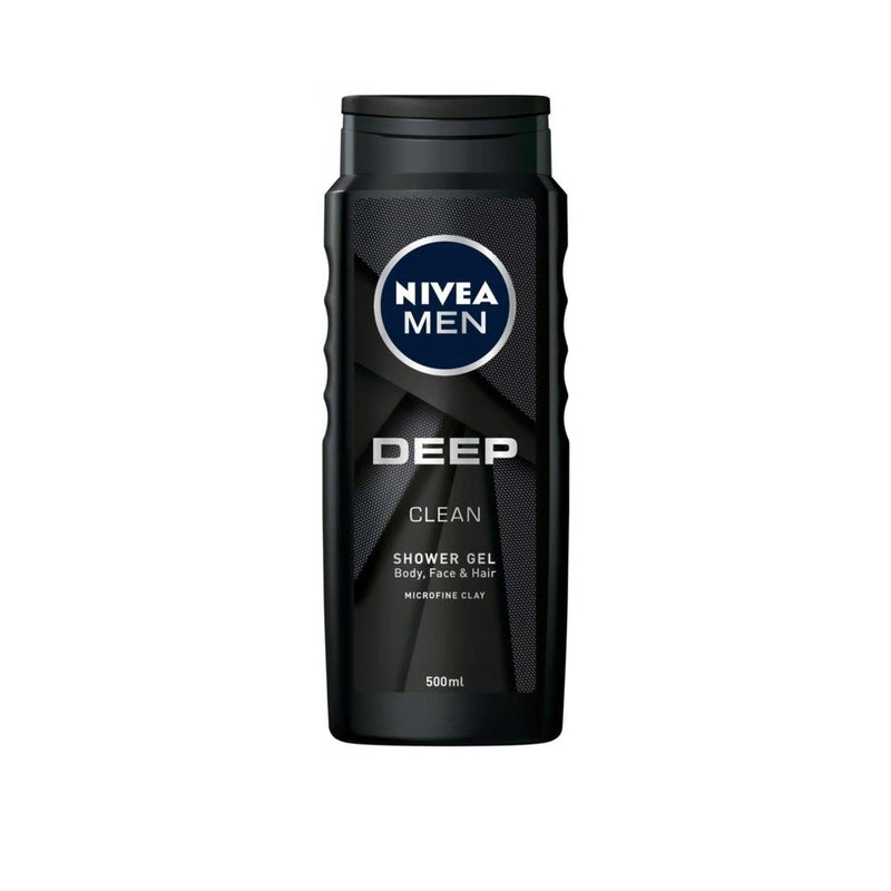 Nivea Men Deep Shower Gel 500ml – 3-in-1 Cleanser with Microfine Clay