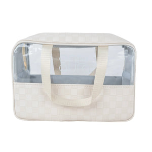 ONLYAURA COSMETIC BAG 5003-323# BEIGE PU+PVC MATERIAL