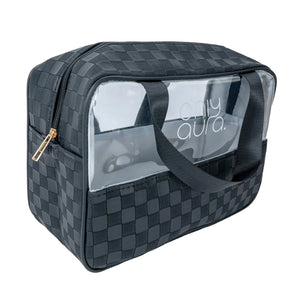 ONLYAURA COSMETIC BAG 5003-323# BLACK PU+PVC MATERIAL