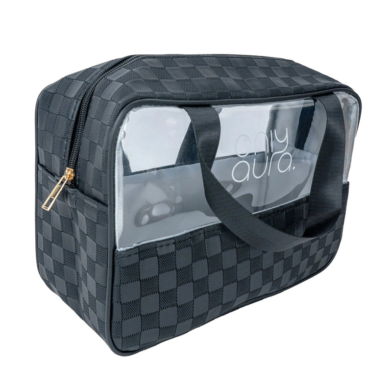 ONLYAURA COSMETIC BAG 5003-323# BLACK PU+PVC MATERIAL