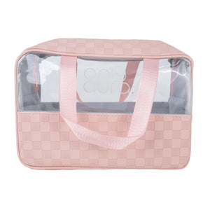 ONLYAURA COSMETIC BAG 5003-323# PINK PU+PVC MATERIAL