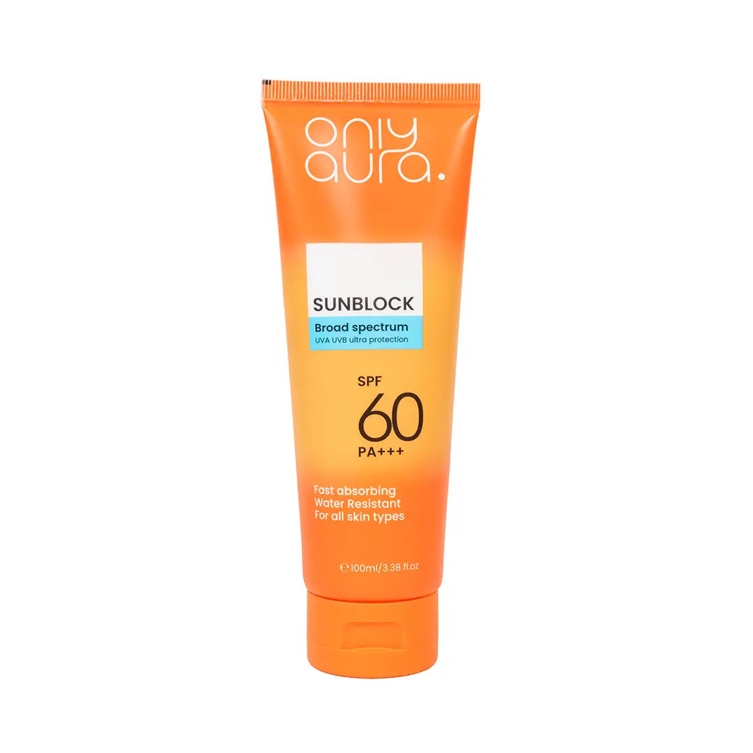 OnlyAura Sunblock SPF60 – back of packaging