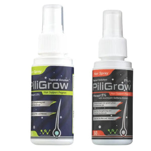Piligrow 2.5% Minoxidil spray — scalp hair regrowth treatment side view Pakistan