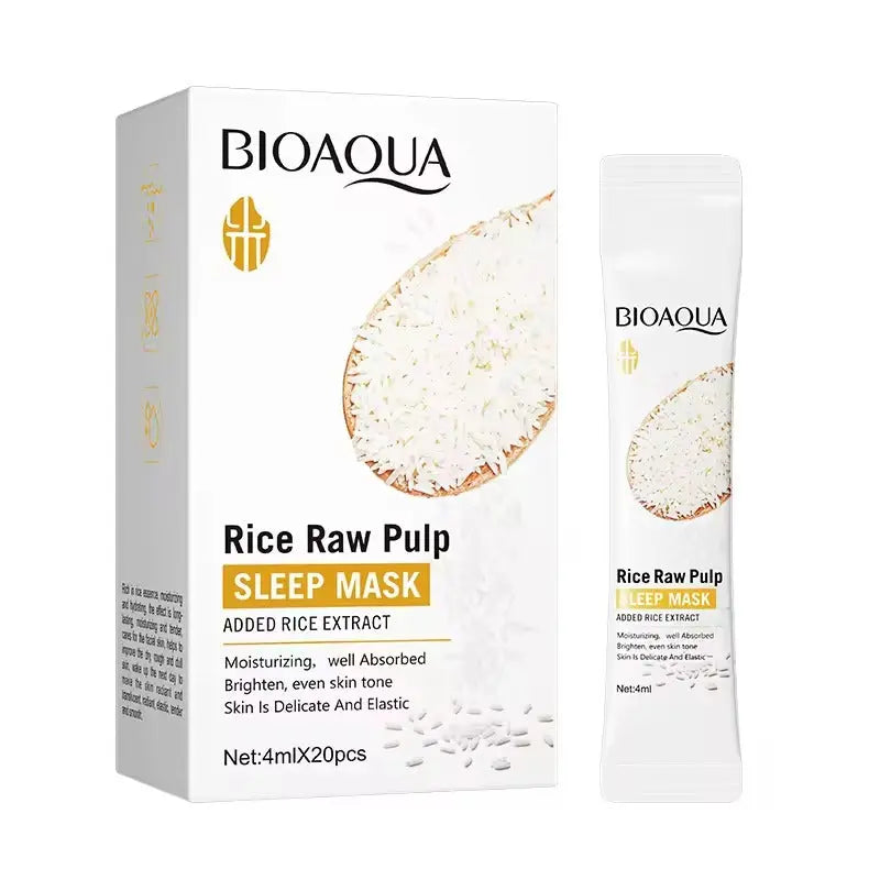 Bioaqua Rice Raw Pulp Moisturizing Brightening Sleeping Mask (4ml X 20pcs)