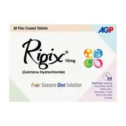 RIGIX 10MG Tablet 30’s – Allergy Relief for Hayfever, Skin Allergies & More AGP