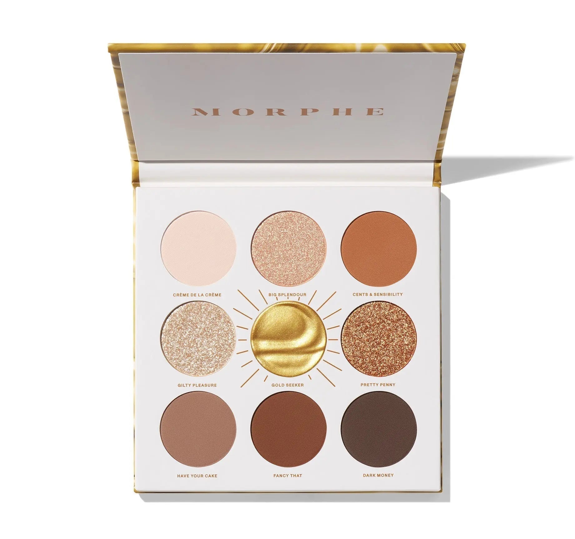 Morphe Rich & Foiled Artistry Eye Shadow Palette -Gold Seeker – front of packaging