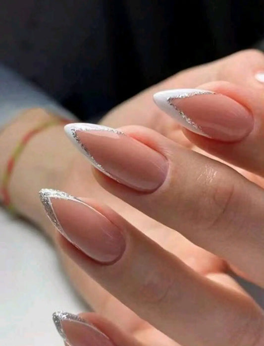 Shein Glamorous Nails French Glitter Style 24pcs False Nails – front of packaging