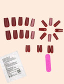 Shein Wine Red Solid Color Nails 24pcs photo 2