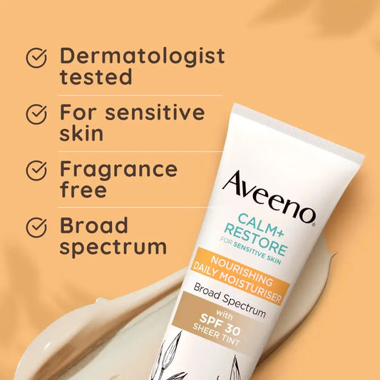Aveeno Face Calm and Restore Nourishing Daily Moisturiser with SPF 30 50ml – front of packaging