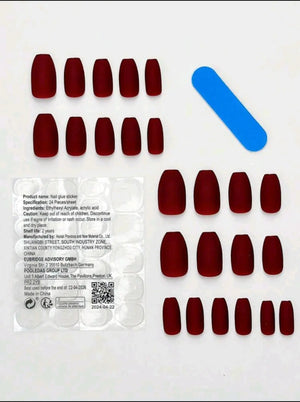 Derma.pk Shein Almond shape Burgundy Nails 24pcs – back of packaging