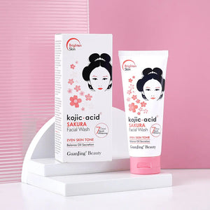 GUANJING Sakura Facial Wash - Kojic Acid & Vitamin E Brightening Cleanser - 100g