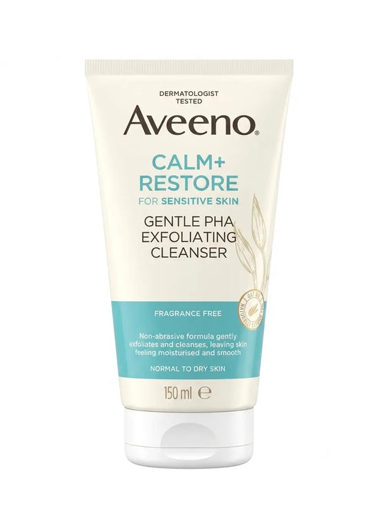 Aveeno calm+ restore gentle PHA exfoliating cleanser 150ml product photo