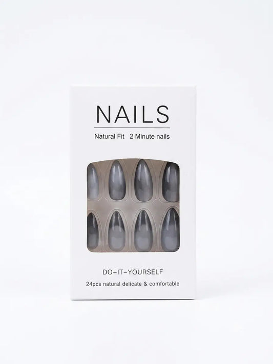 Shein Chic Cat-Eye Gray Press-On Nails | Almond Shape product photo