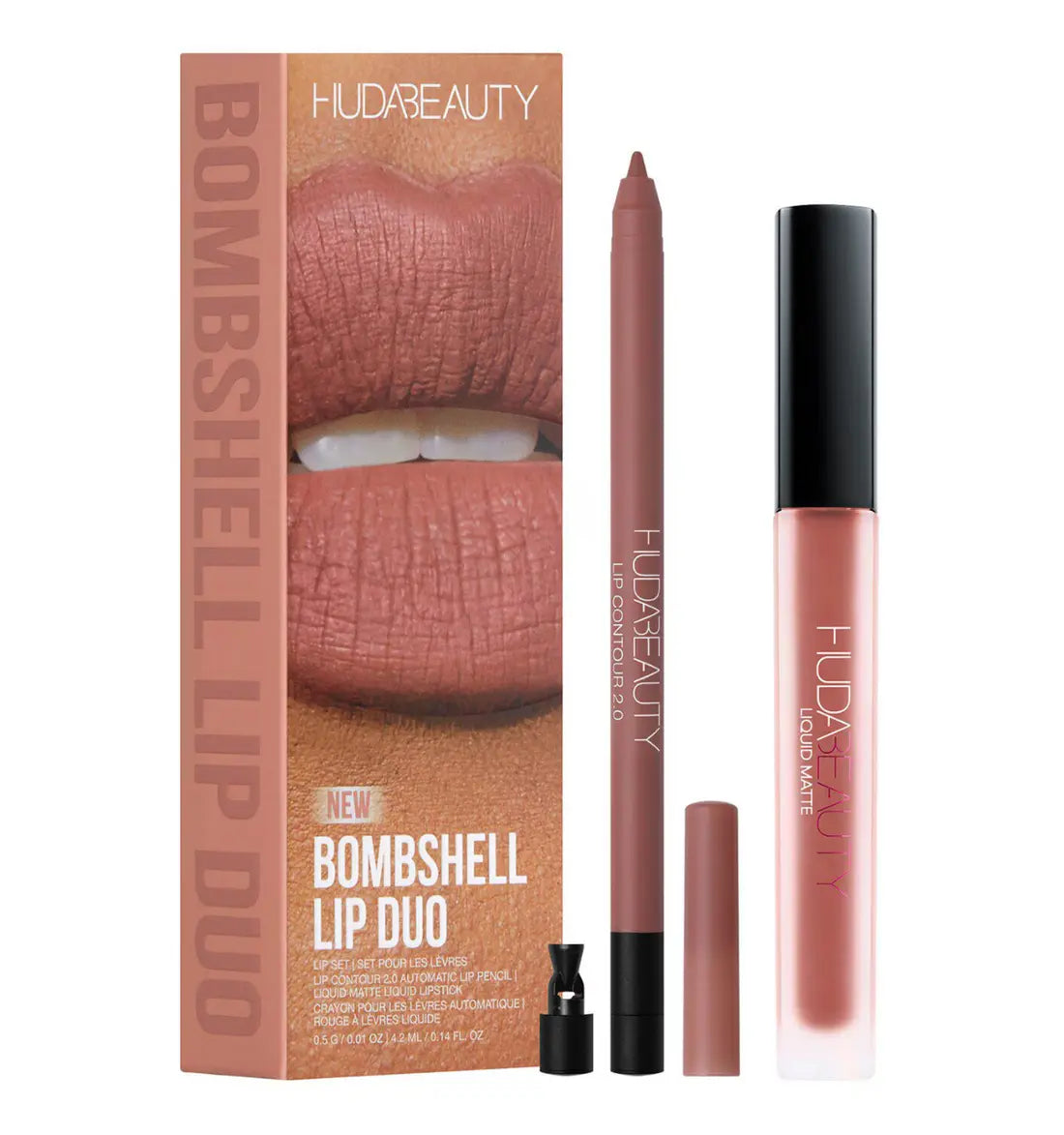Huda Beauty Bombshell Lip Duo – front of packaging