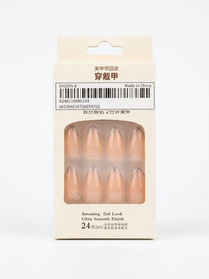 Elegant French Tip Press-On Nails | Silver Glitter Accent