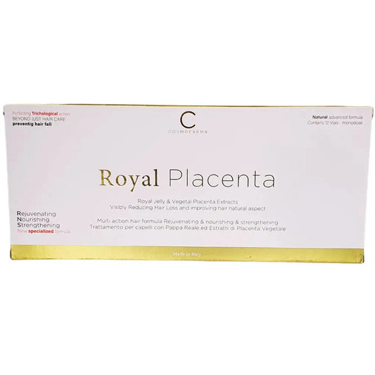Royal Placenta Hair Fluid | Reduces Hair Loss & Improves Texture | 12 Vials | Made in Italy | derma.pk