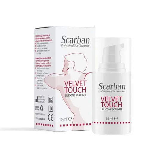 Scarban Velvet Touch Silicone Gel 15ml pump bottle on white background