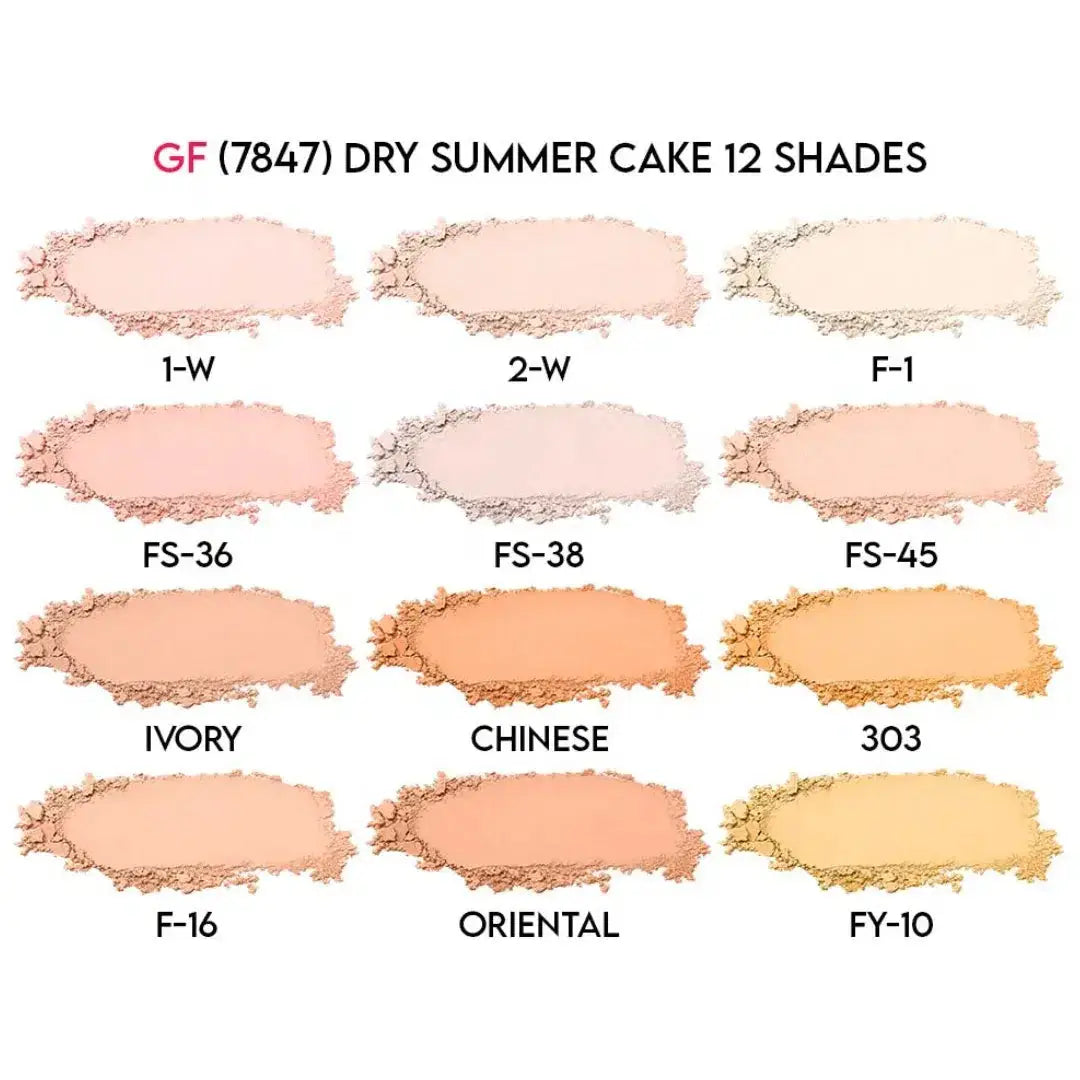 Glamorous Face Summer Cake shade card — shade 36 highlighted, oil-free cake foundation – View Product Detail