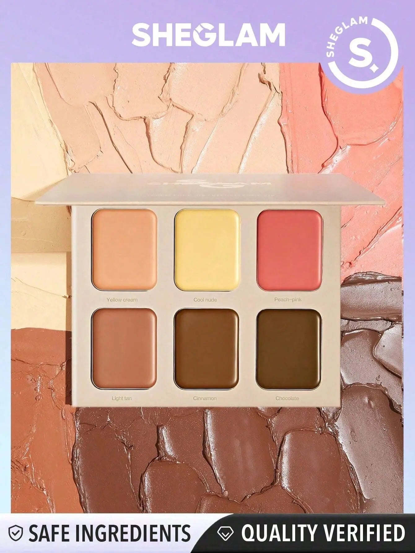 Sheglam Stereo Face SIX Color Powder Palette – back of packaging