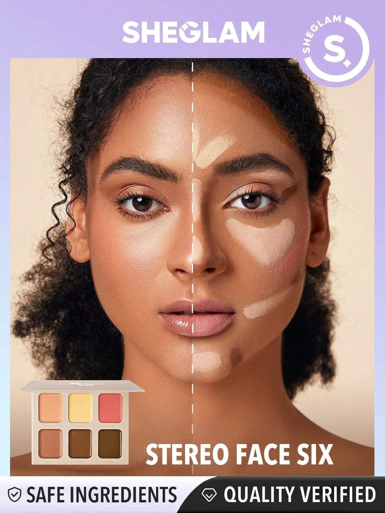 Sheglam Stereo Face SIX Color Powder Palette – close-up product detail