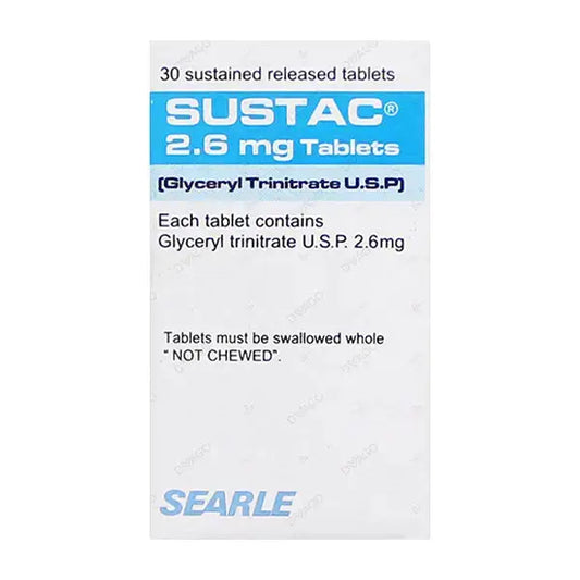 Sustac 2.6mg Tablet (Glyceryl Trinitrate) – Angina Prevention – Available in Pakistan