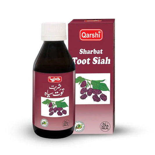 Qarshi Sharbat Toot Siah herbal black mulberry syrup bottle for throat and voice