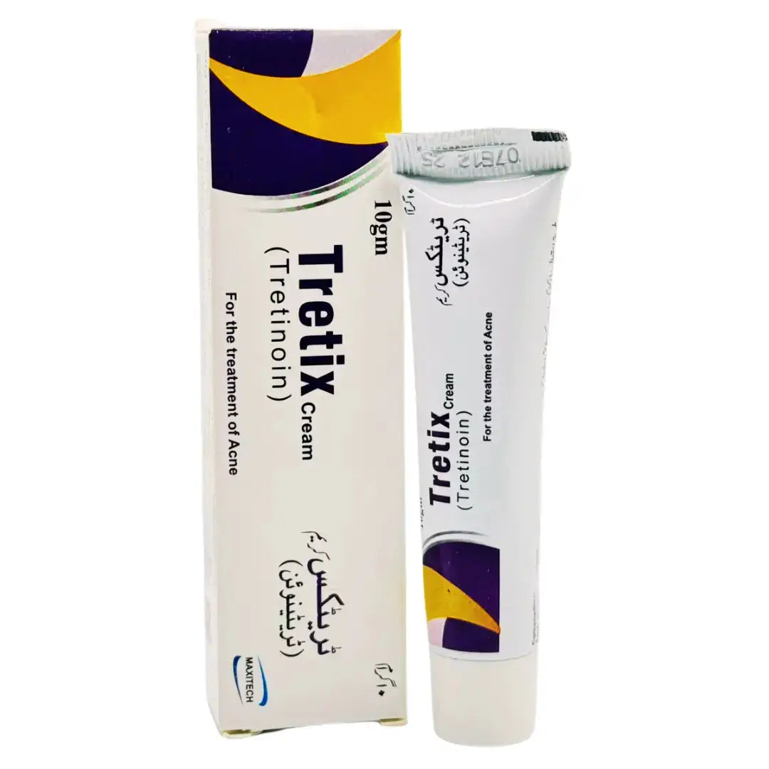 Tretix 0.05% tretinoin retinoid cream tube for acne and anti-aging