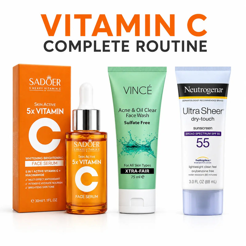 Vitamin C Complete Routine – Serum + Face Wash + SPF