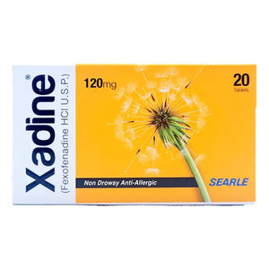 Xadine 120mg Tablet Fexofenadine HCl 24 hour non drowsy allergy relief