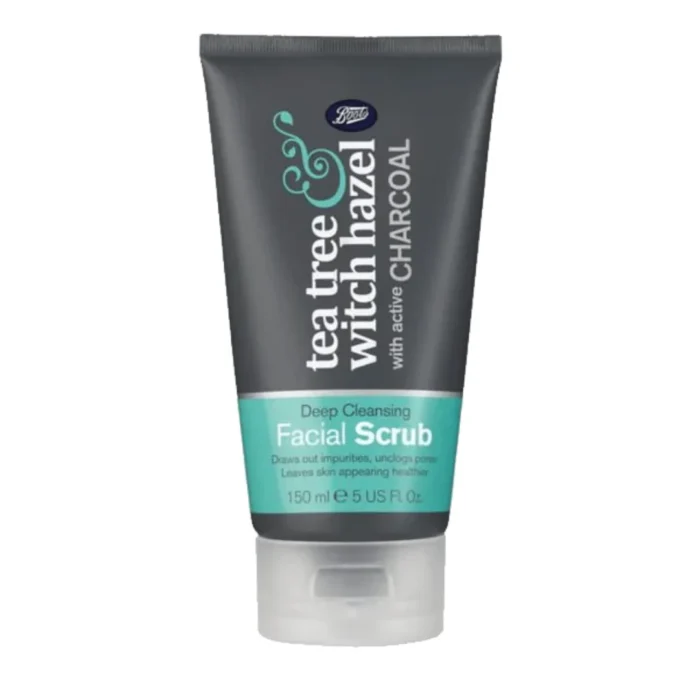 BOOTS CHARCOL FACIAL SCRUB TEA TREE AND WITCH HAZEL - 150ml