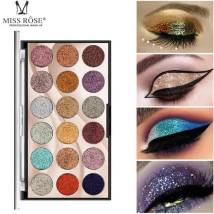 MISS ROSE GLITTER EYESHADOW PALETTE WITH 18 COLORS (019M1)